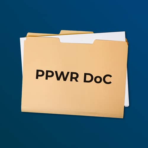 Dokumentenmappe mit PPWR DoC Schriftzug