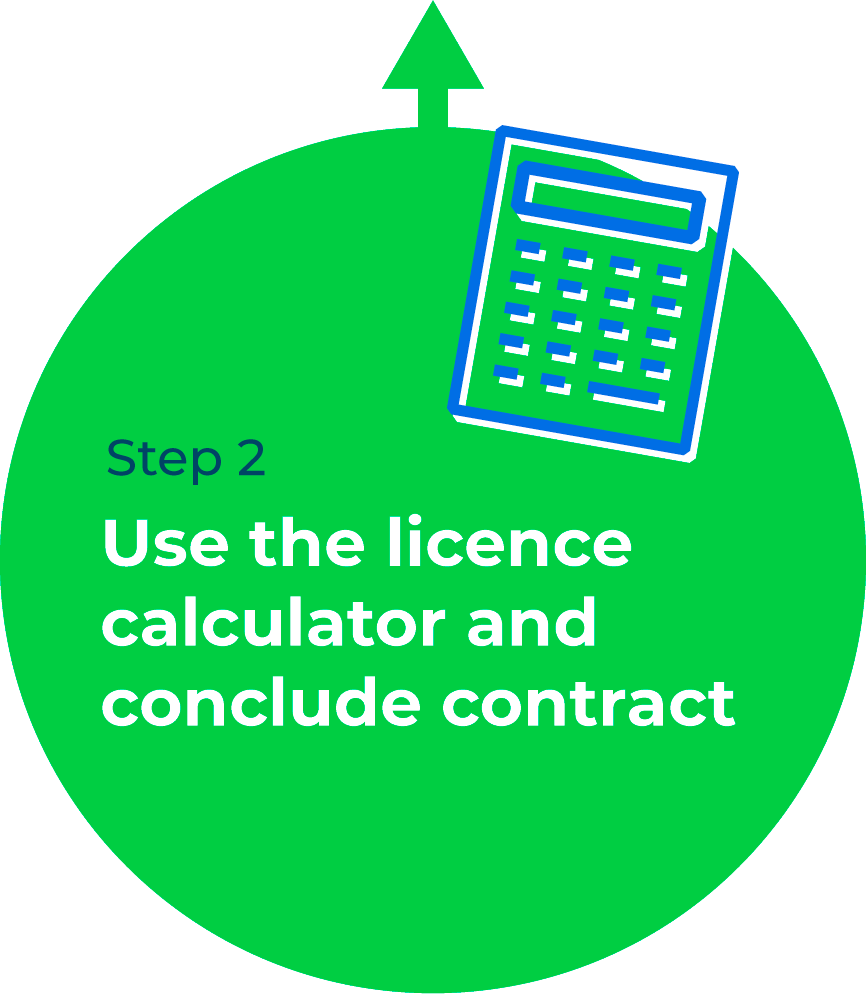 graphic - use the licence calculator and conclude contract