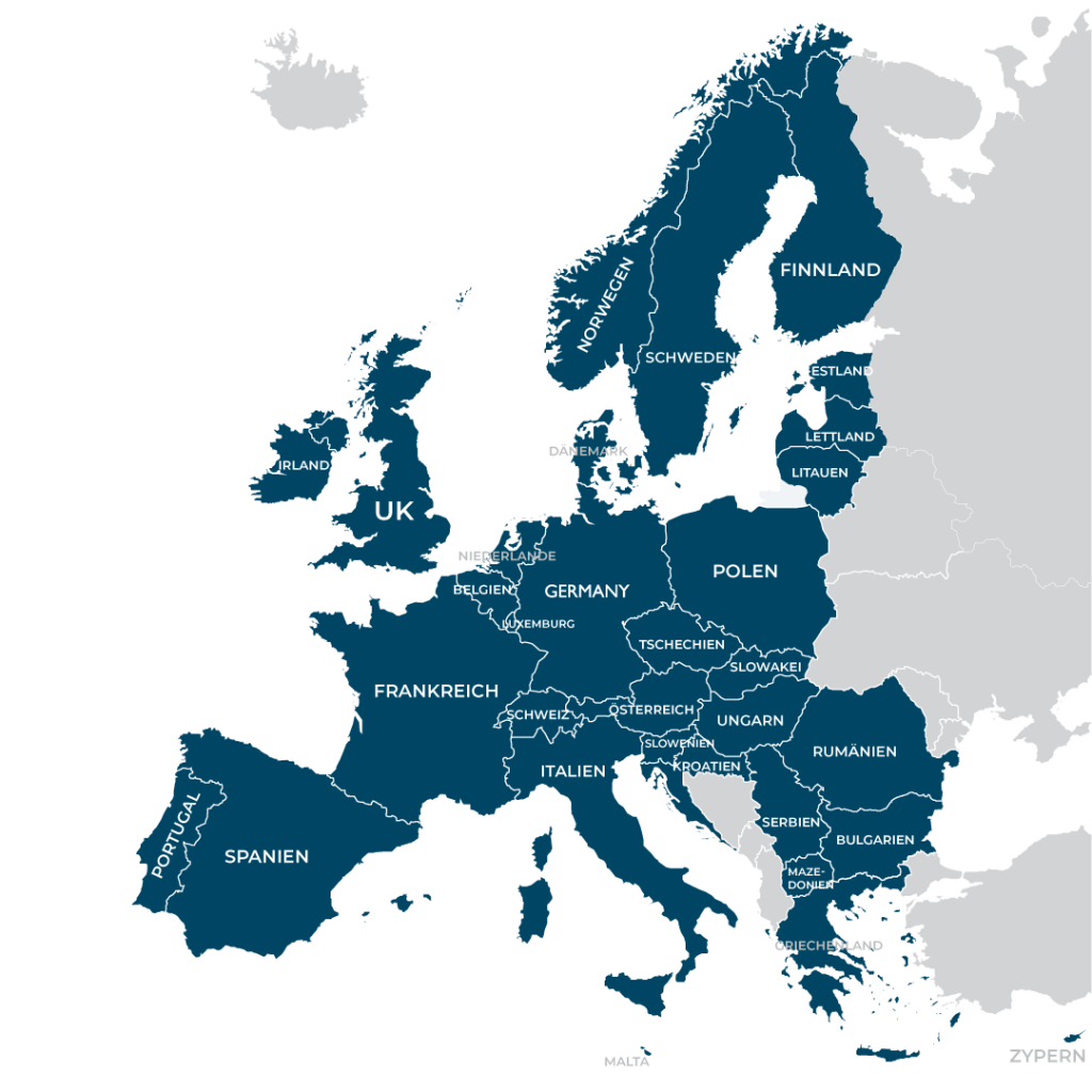 Verpackungslizenzierung Europa Noventiz Service Europakarte